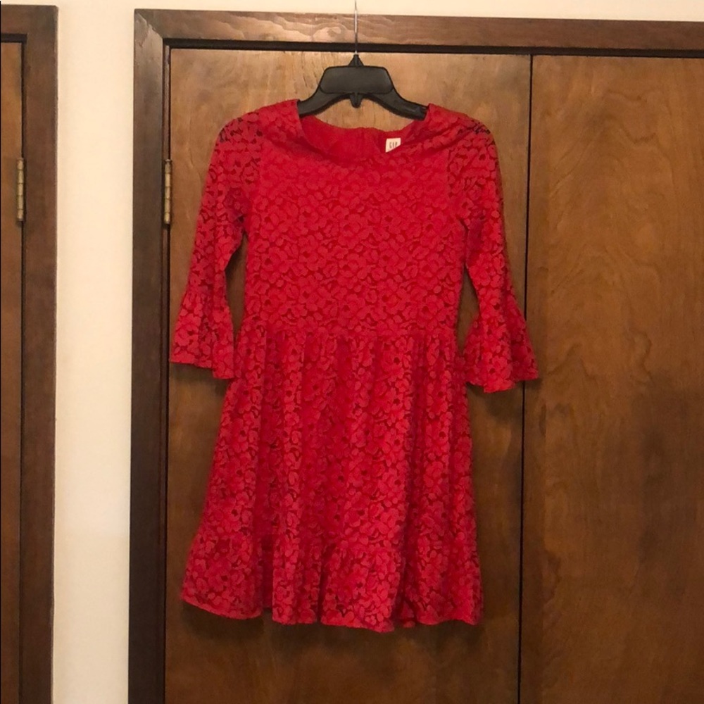 Gap Girls Red Lace Dress EUC 12